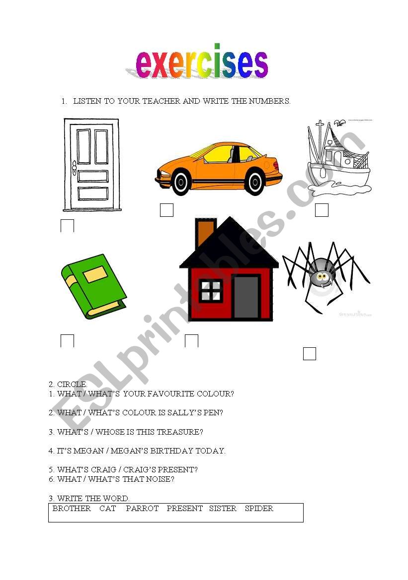 first grade exercises worksheet