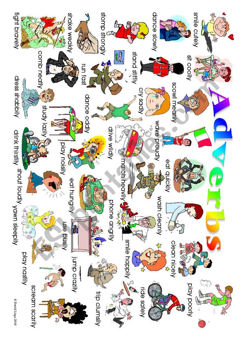 Adverb Poster: classroom and student versions