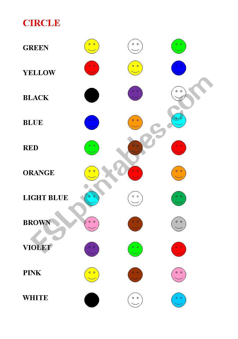 THE COLOURS worksheet