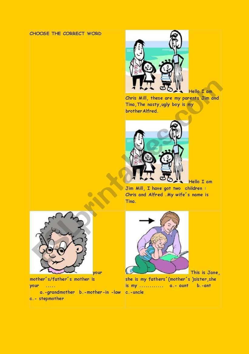 family members worksheet