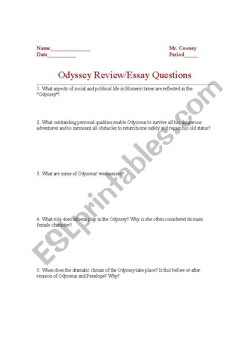 Odyssey Review-Essay Questions