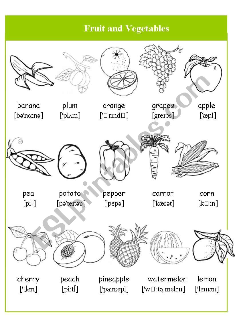 Fruit and Vegetables worksheet