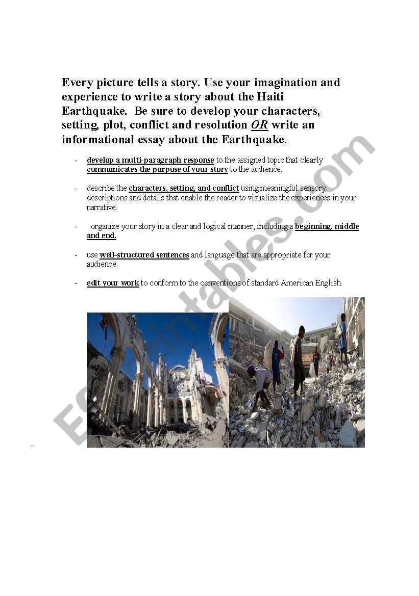 Haitian Earthquake worksheet
