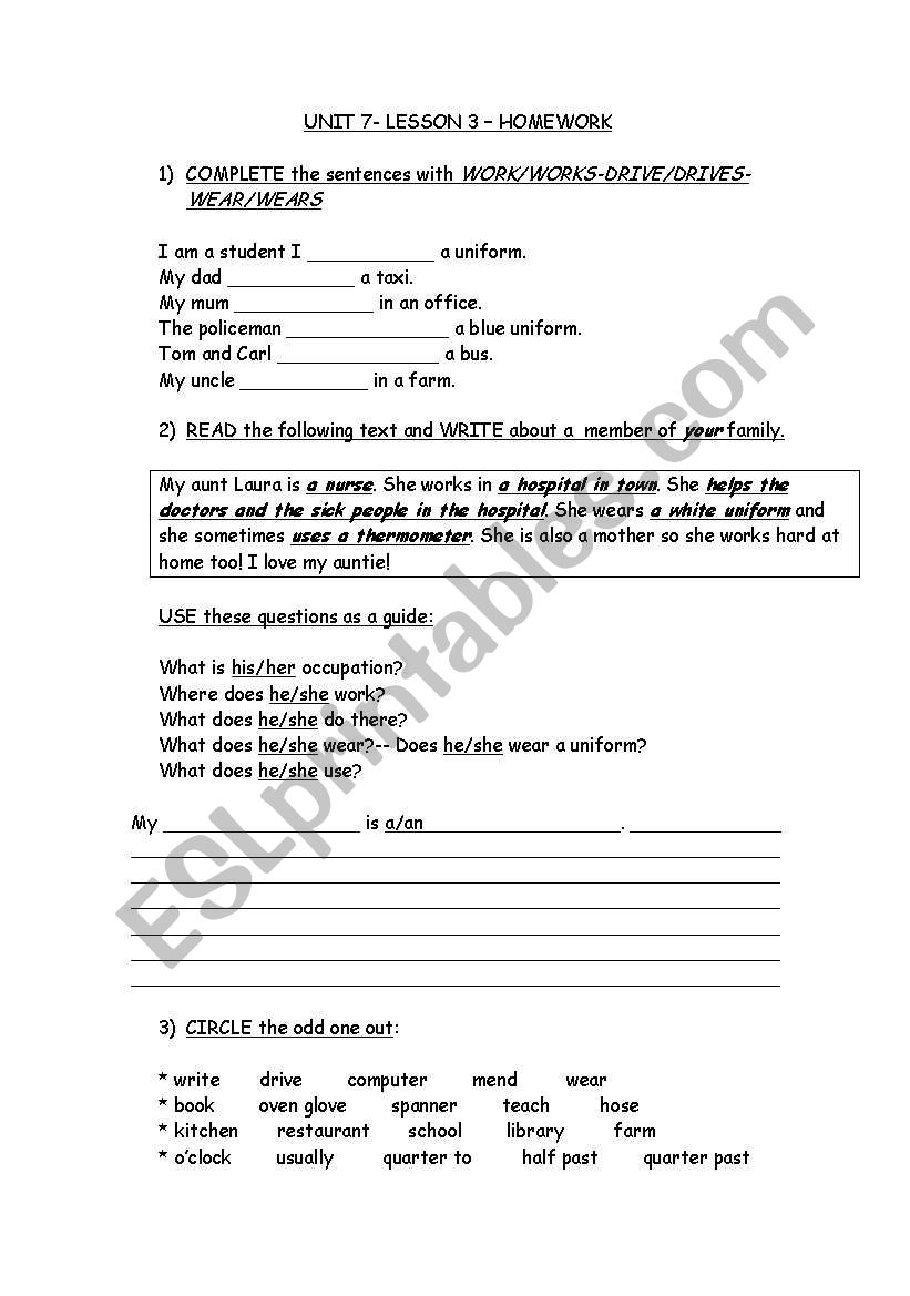  Jobs worksheet