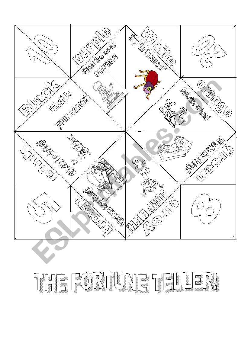 THE ACTION WORDS FORTUNE TELLER- with instructions