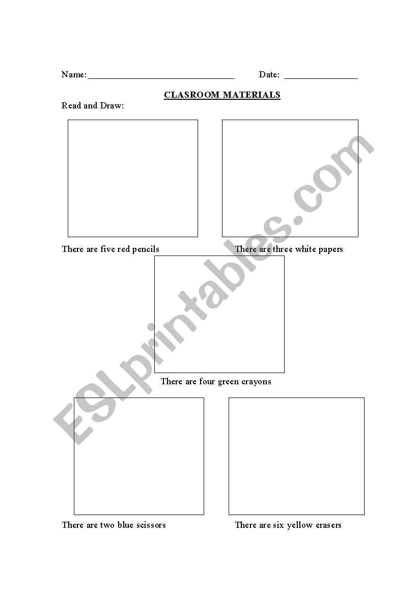 clasroom materials worksheet