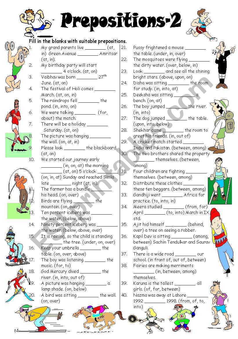 Prepositions-2 (Editable with Answer Key)