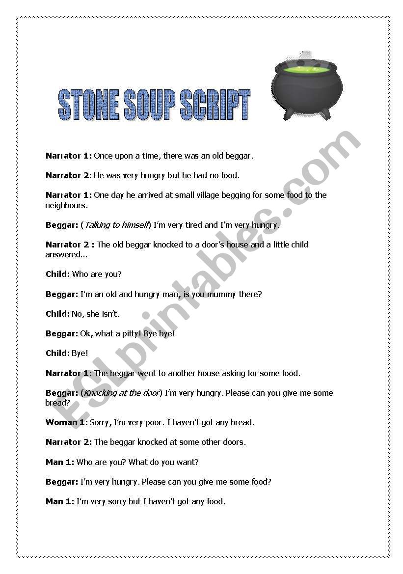 Stone soup theatre play worksheet