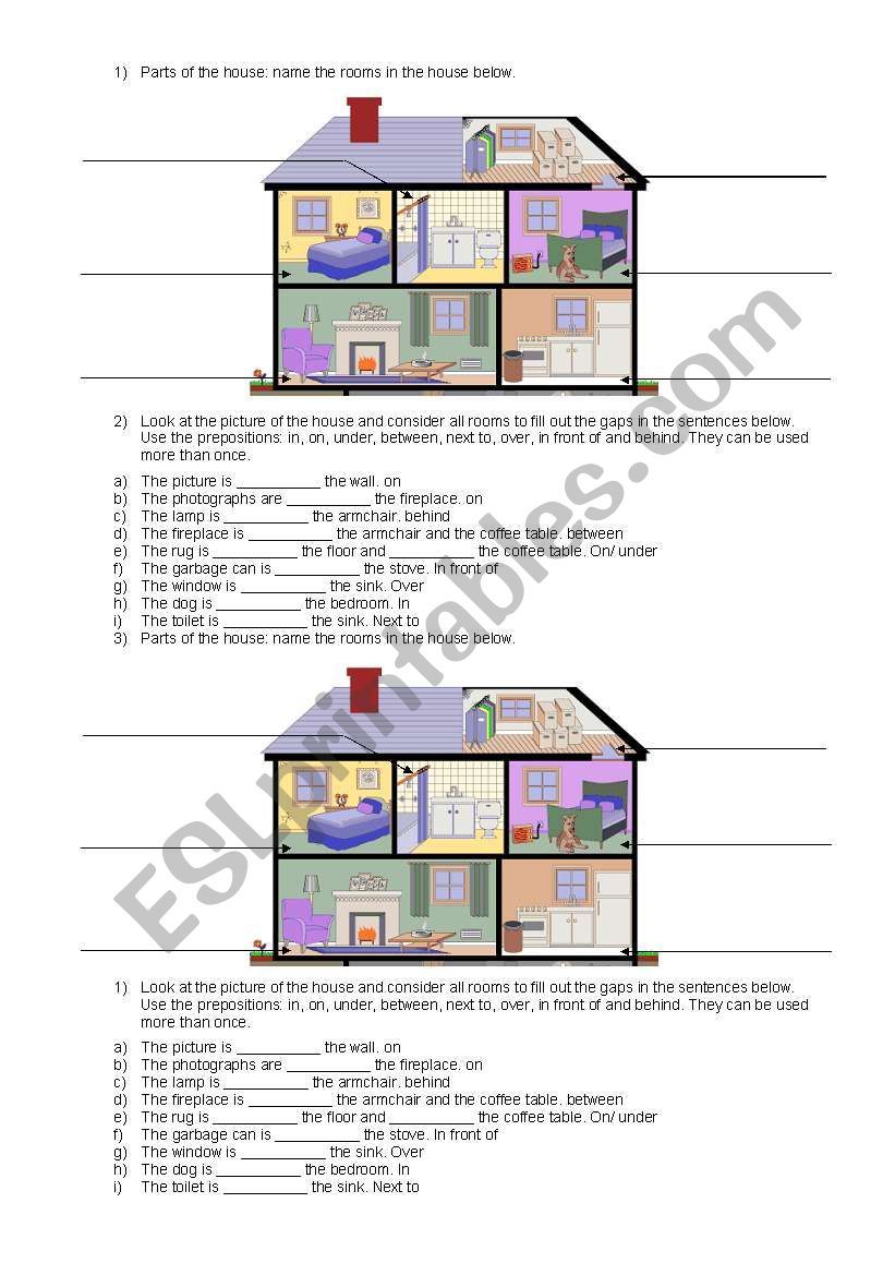 Parts of the house - prepositions of place