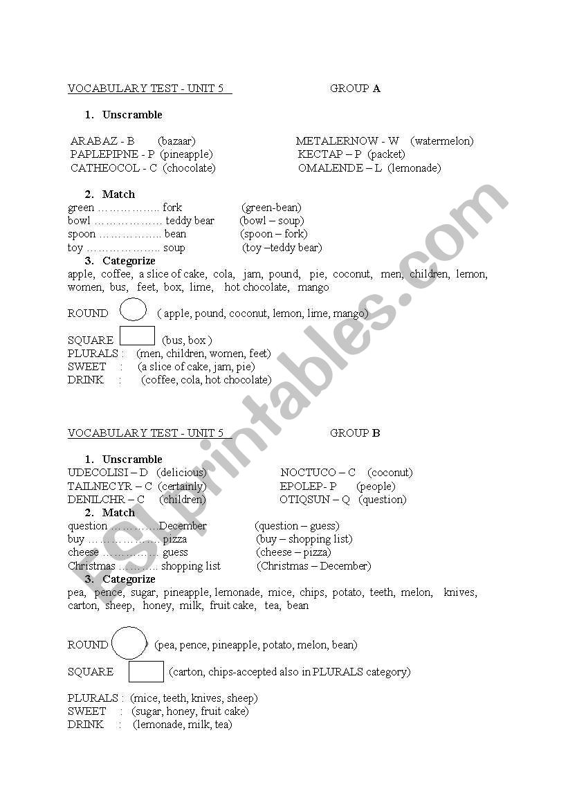 Vocabulary mix worksheet