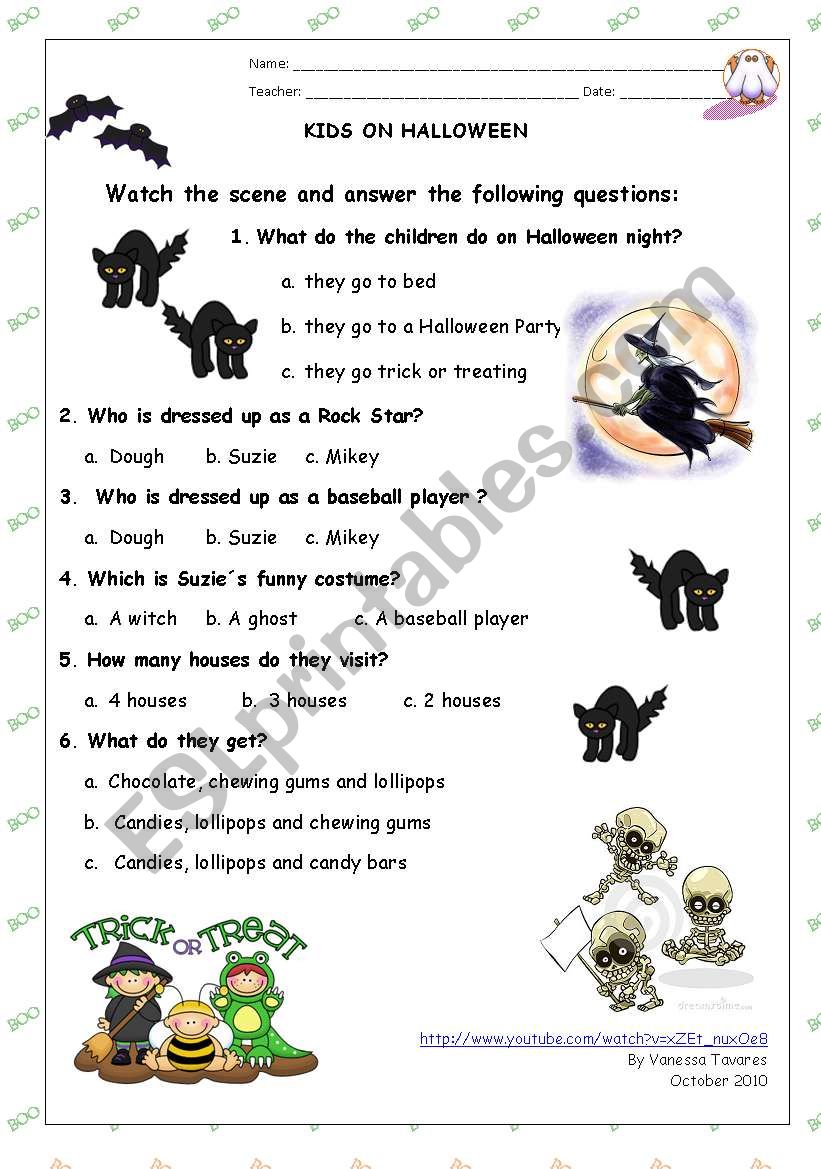 Video Activity - Halloween - ESL worksheet by Baby V