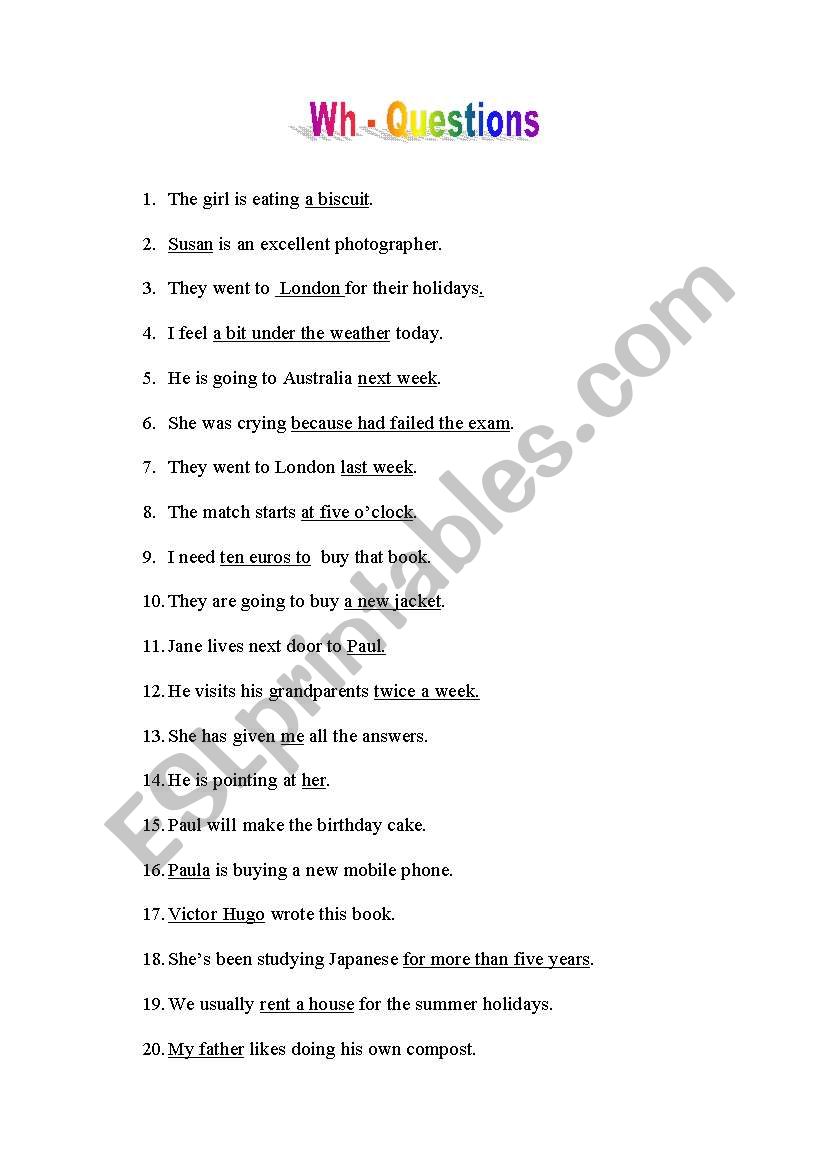 WH-QUESTIONS worksheet