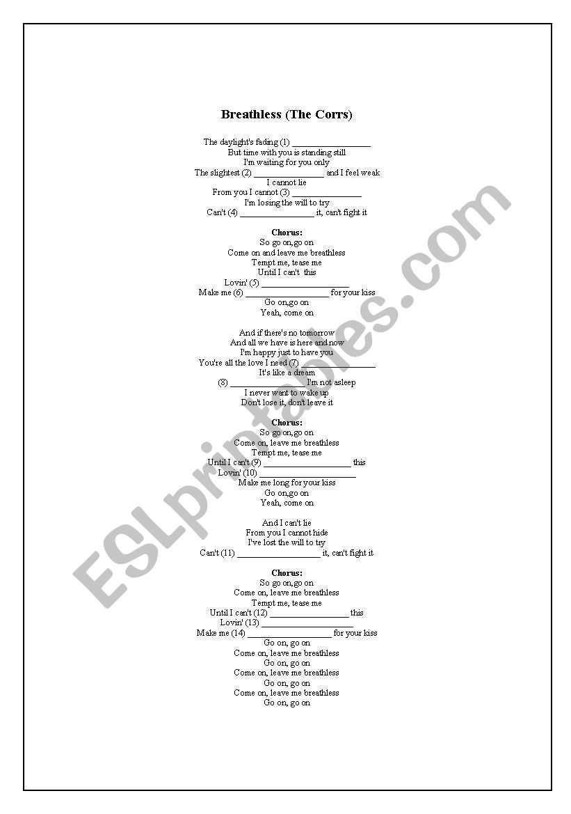 A beautiful Song worksheet