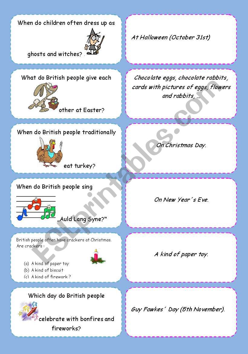 British holiday traditions - board game (part 1)