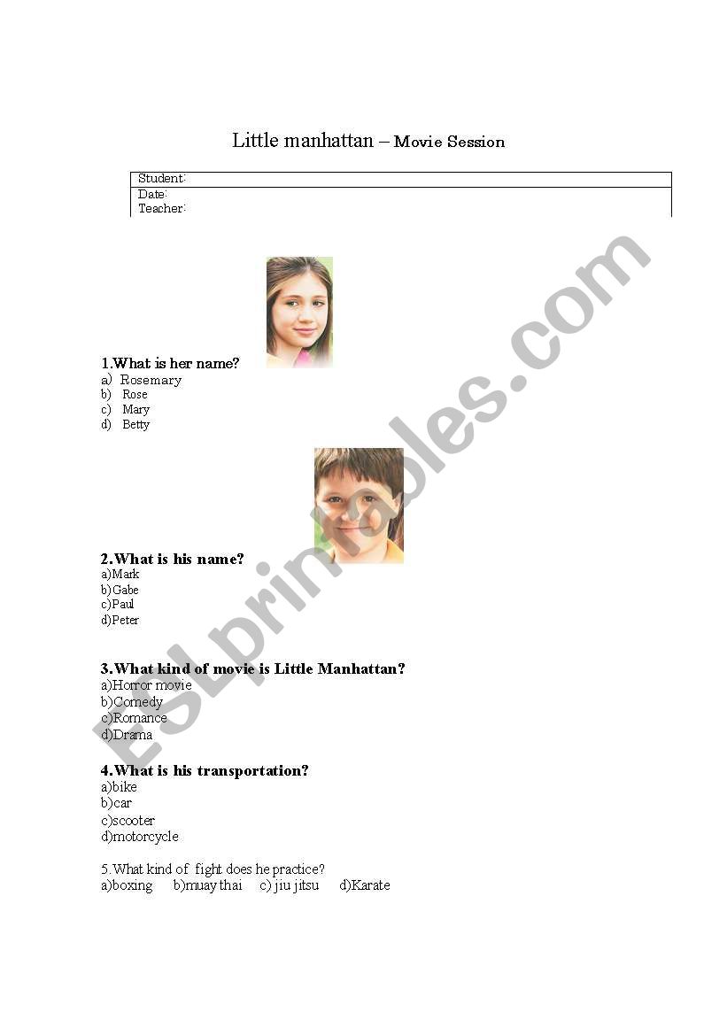 Little Manhattan worksheet