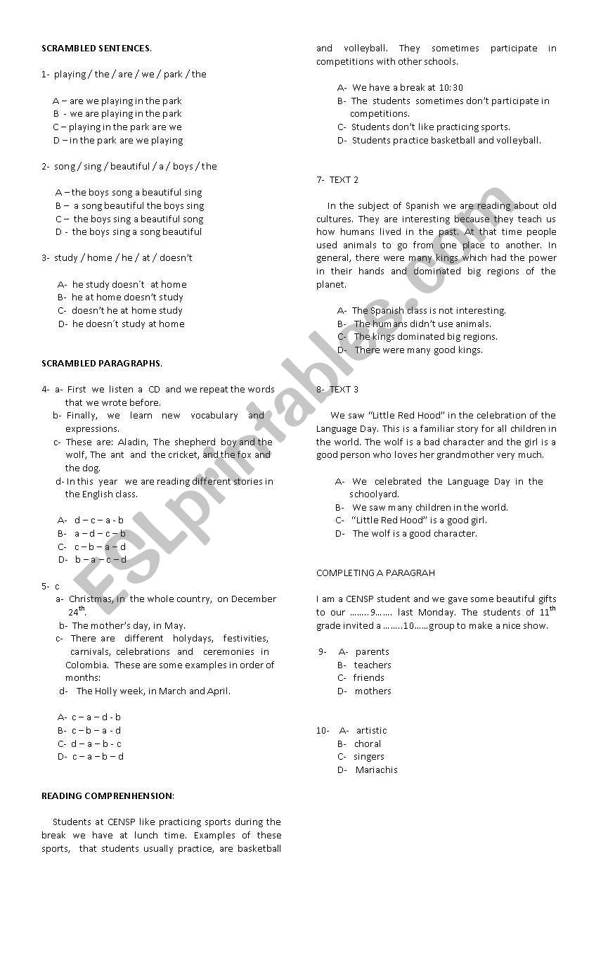 an easy evaluation worksheet