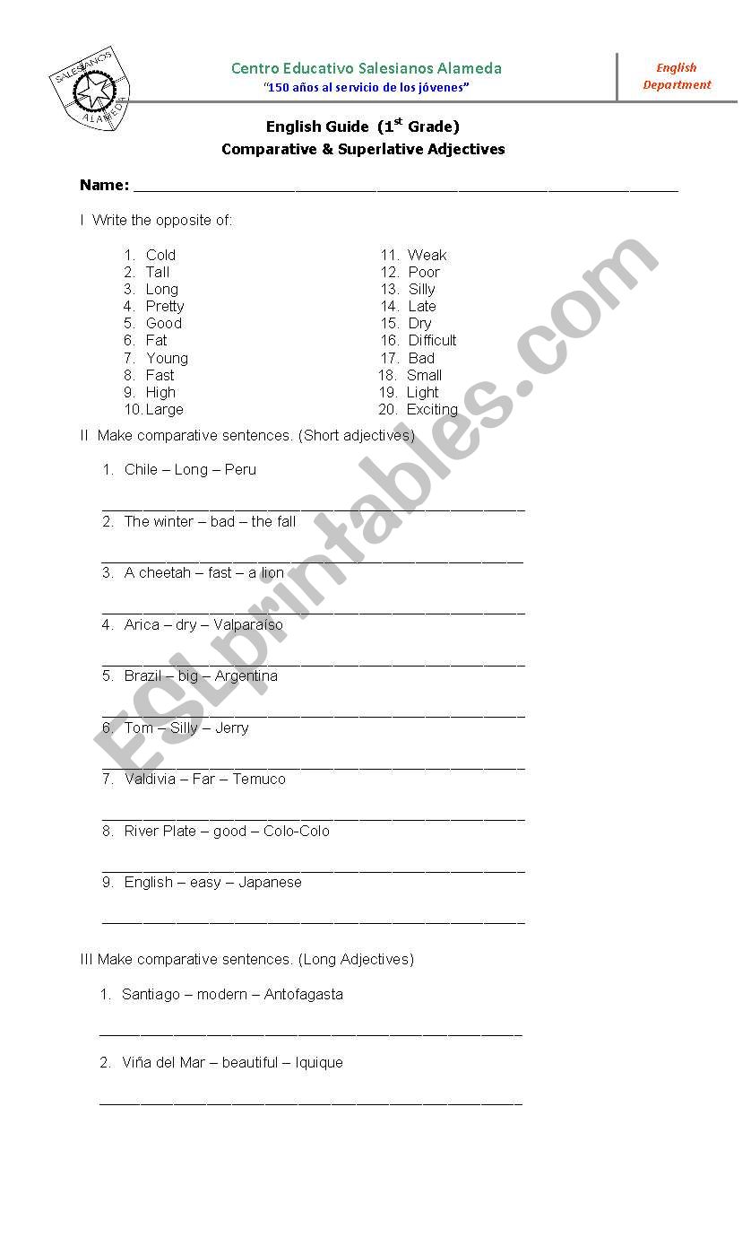 comparison  exercises worksheet