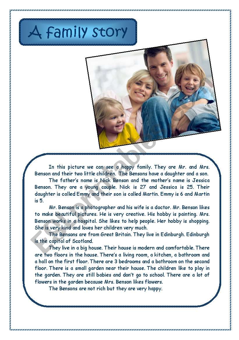 A family story worksheet