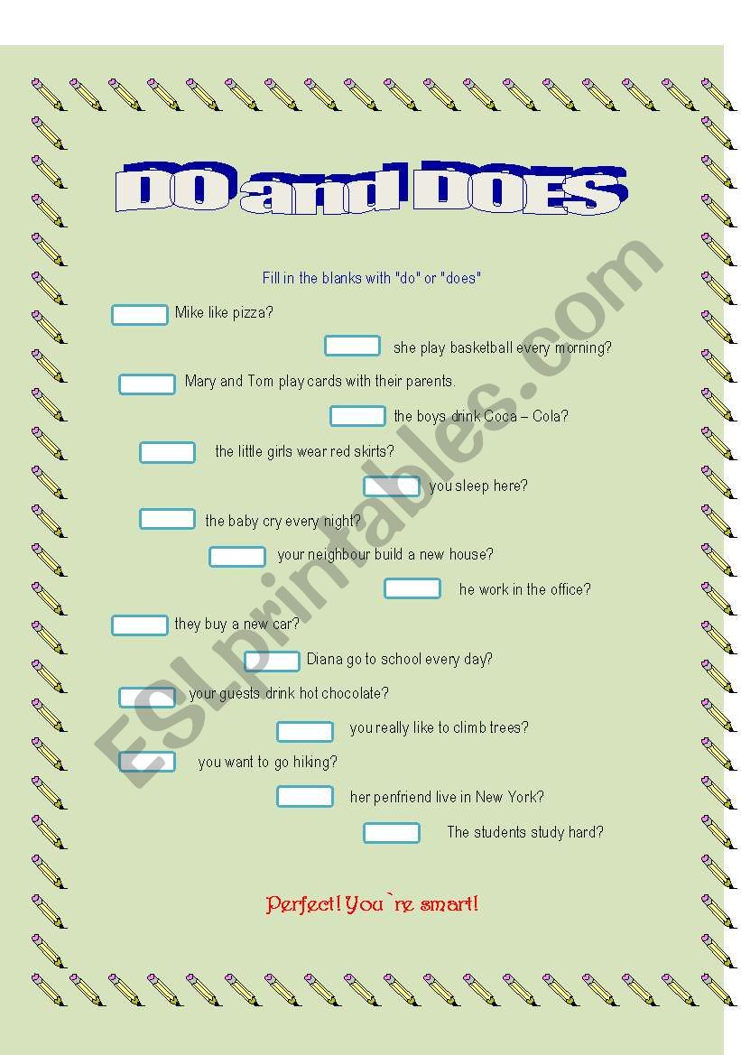Do and Does worksheet