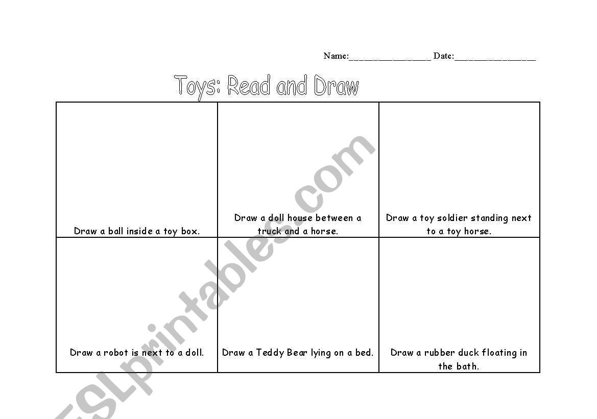 Toys: Read and Draw worksheet
