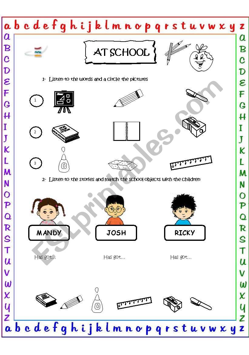 school objects  (has got) worksheet