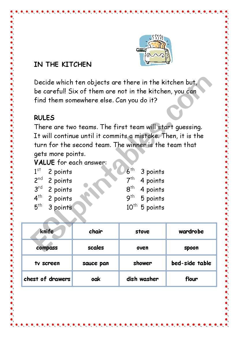 In the Kitchen worksheet