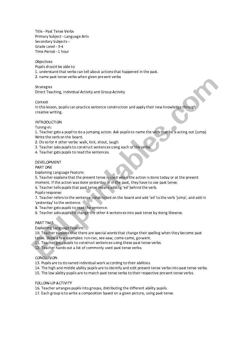lesson worksheet
