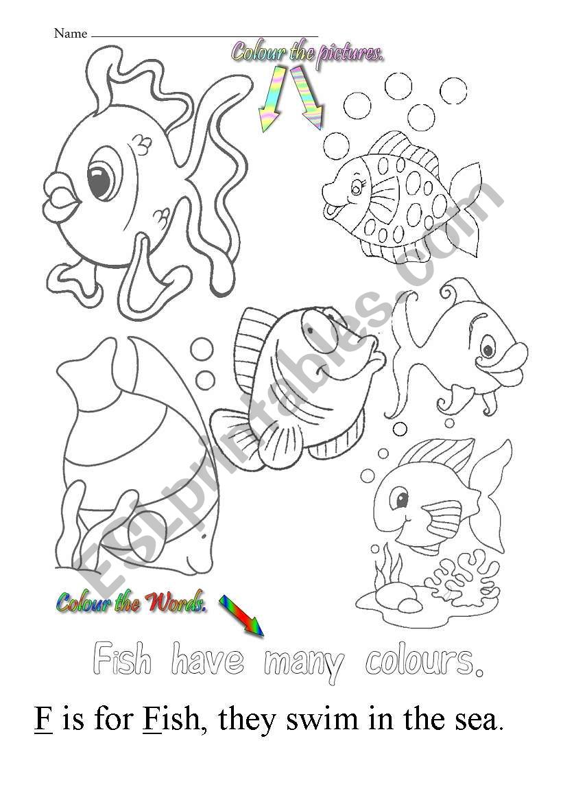 F is for fish worksheet