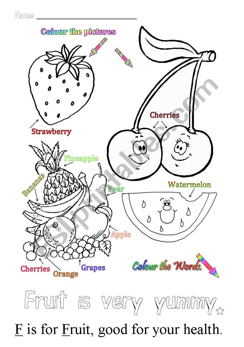 F is for fruit worksheet