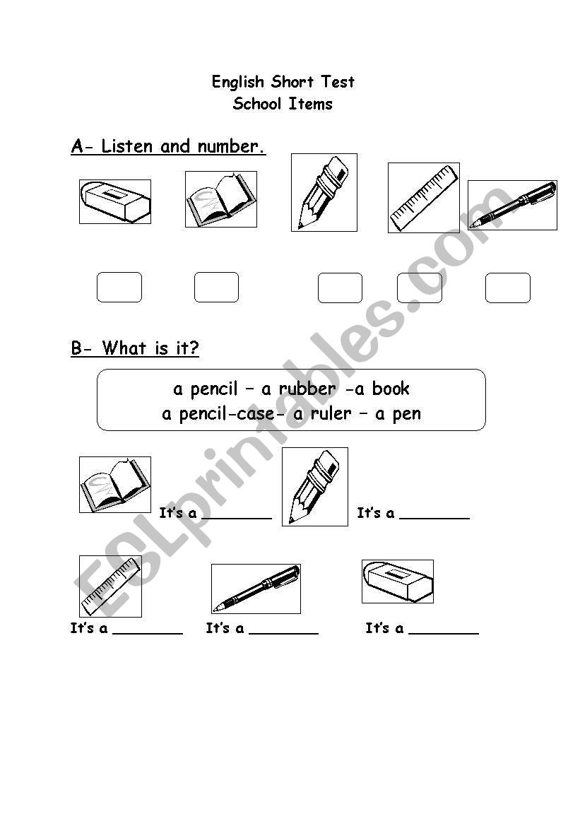 English Short Test worksheet