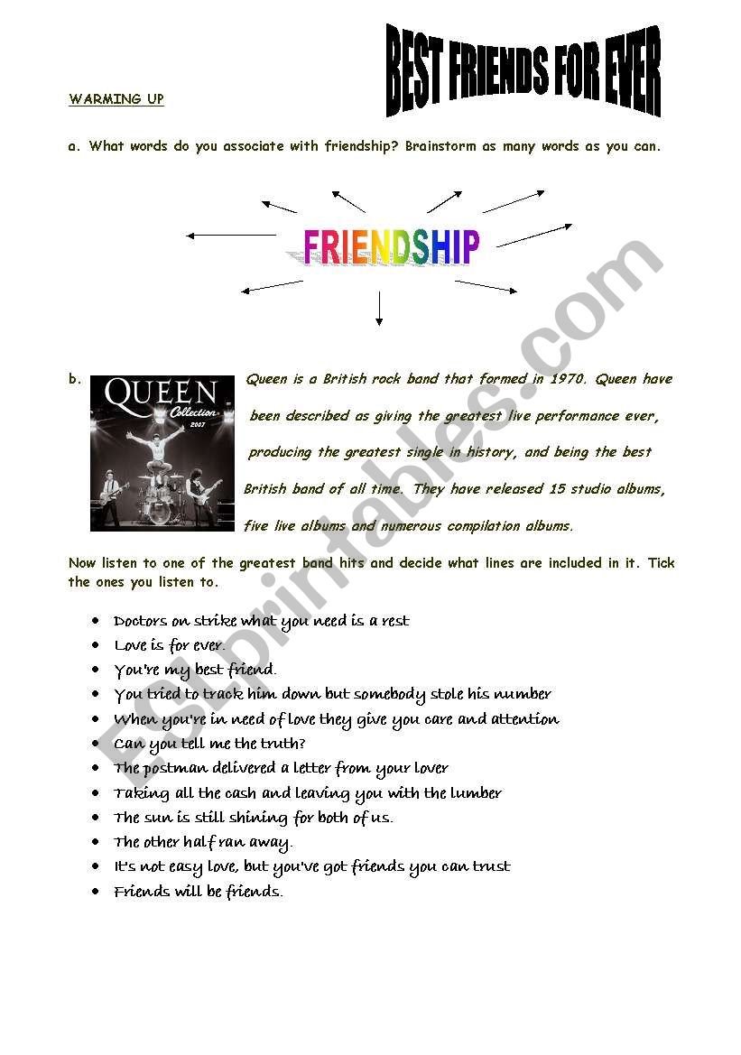 best friends for ever worksheet
