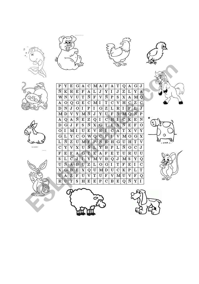 Animal word search  worksheet