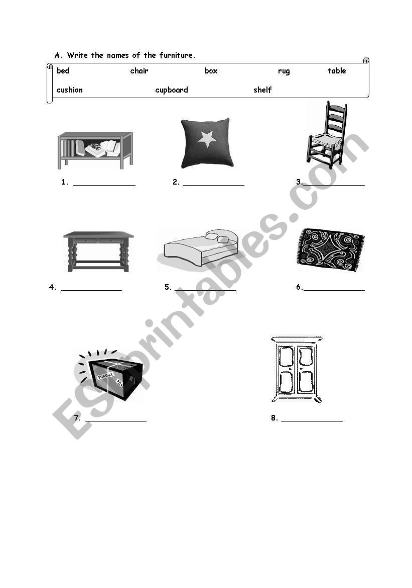 Furniture worksheet