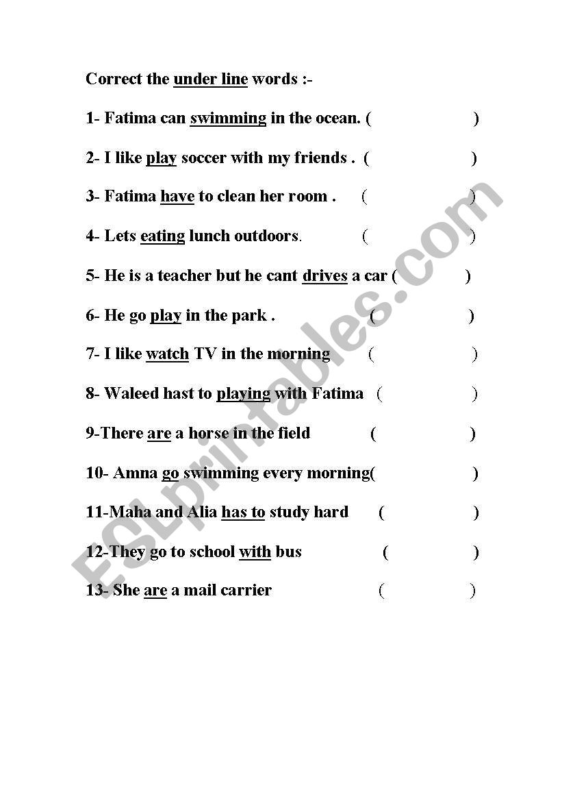 grammer worksheet