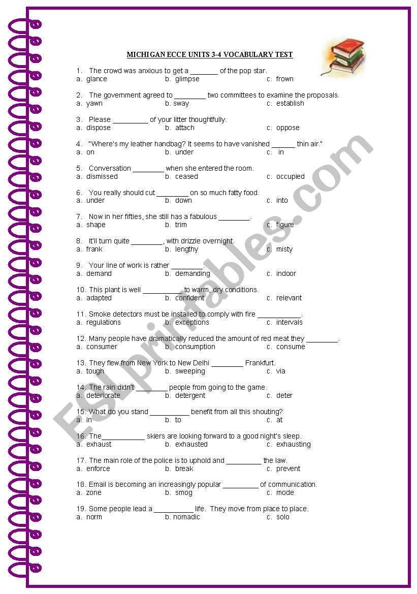 vocabulalry  worksheet