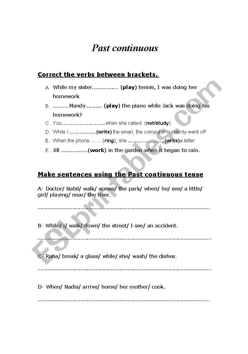 past continuous worksheet