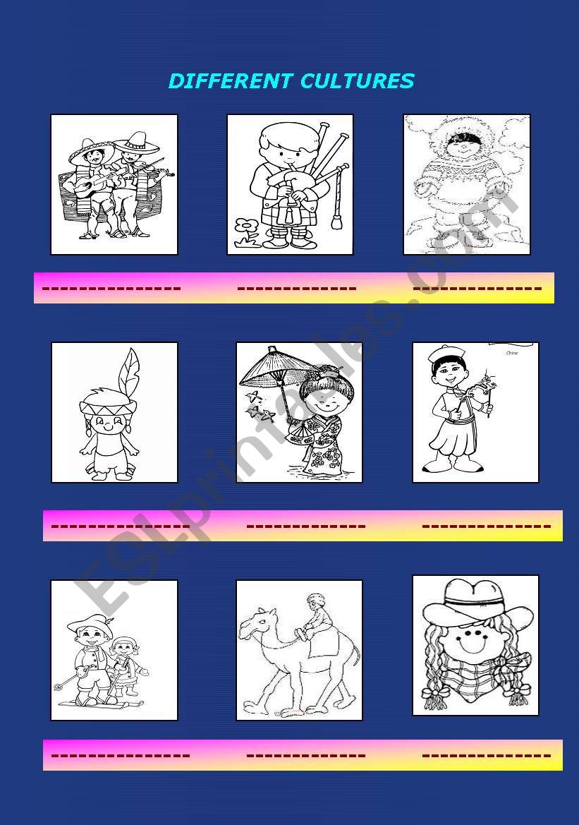 Different Cultures Match worksheet