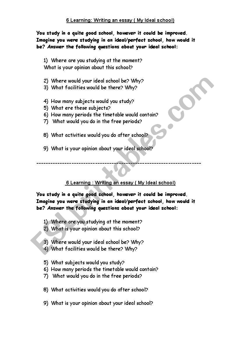 Ideal School worksheet