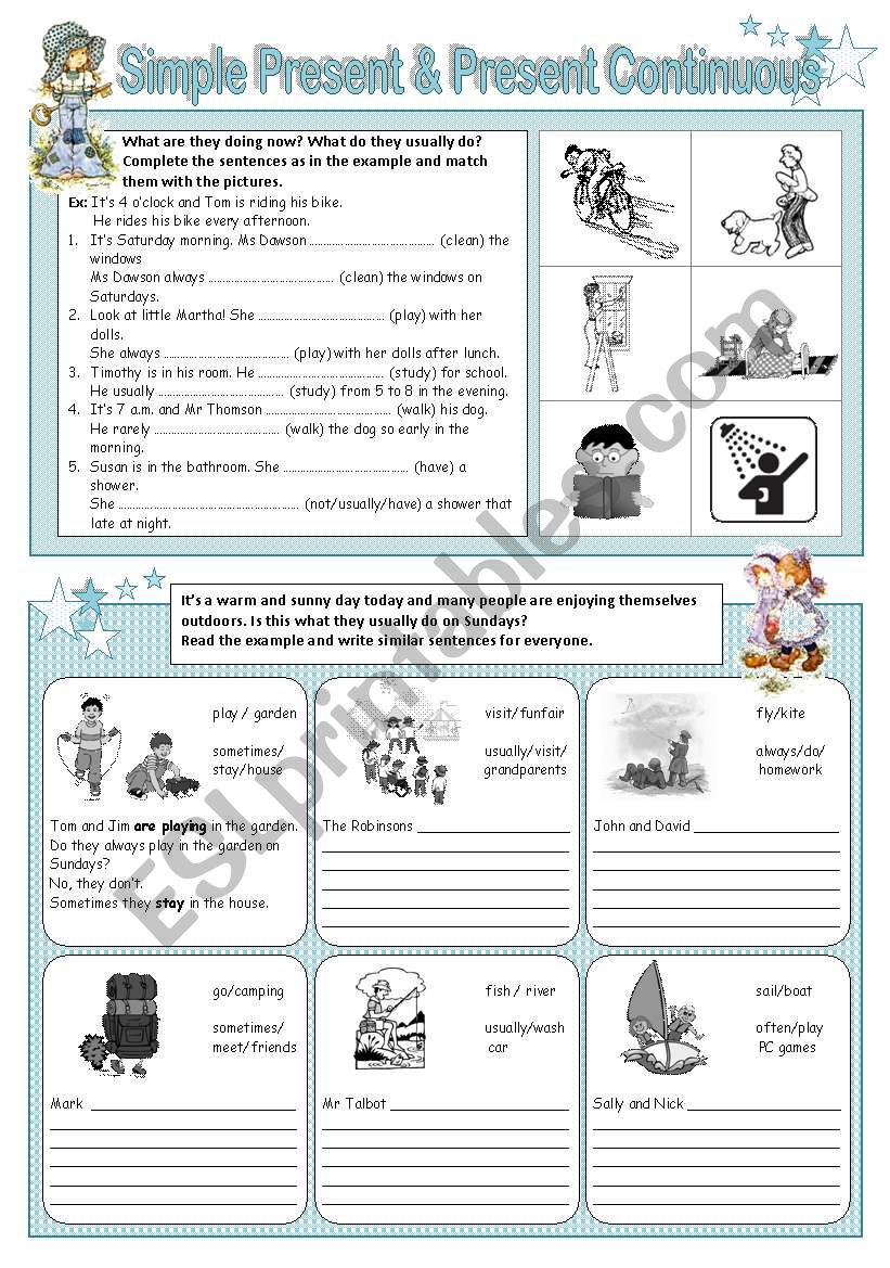 Present Simple and Continuous worksheet