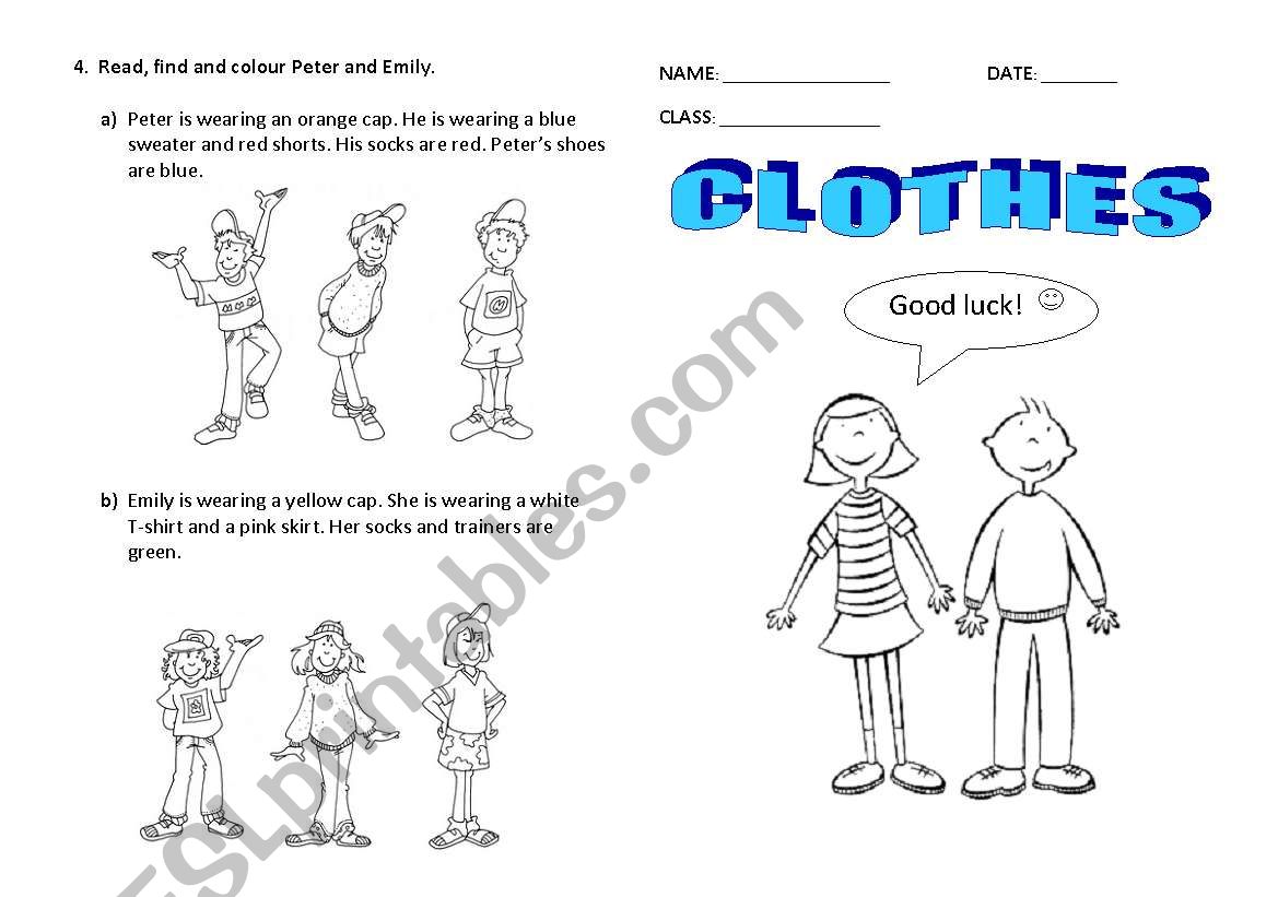 Clothes and colours worksheet