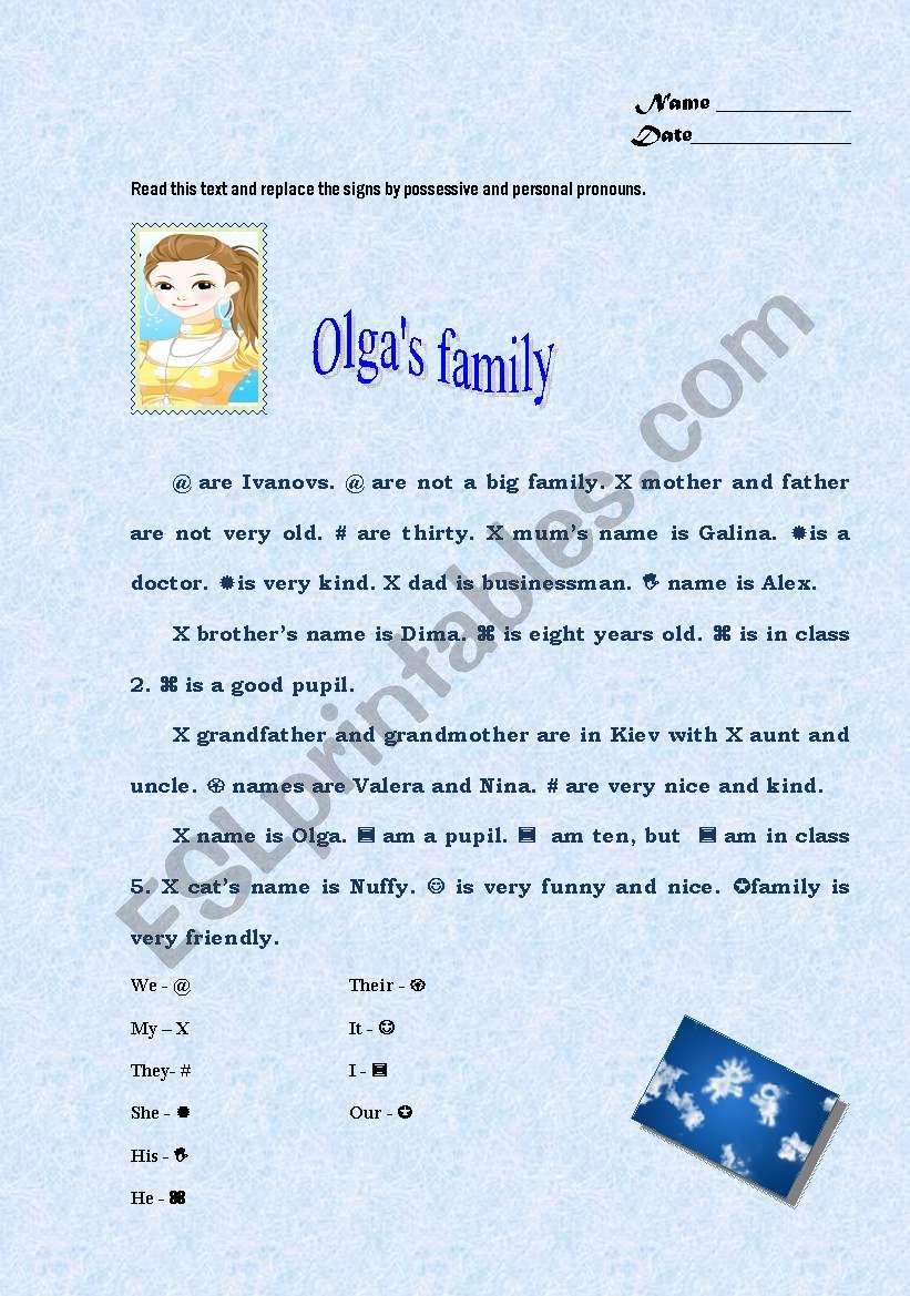 Olgas Family worksheet