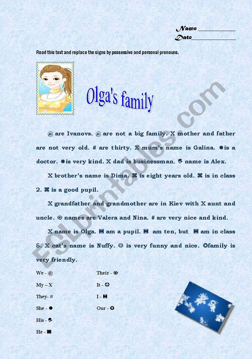 Olga´s Family worksheet