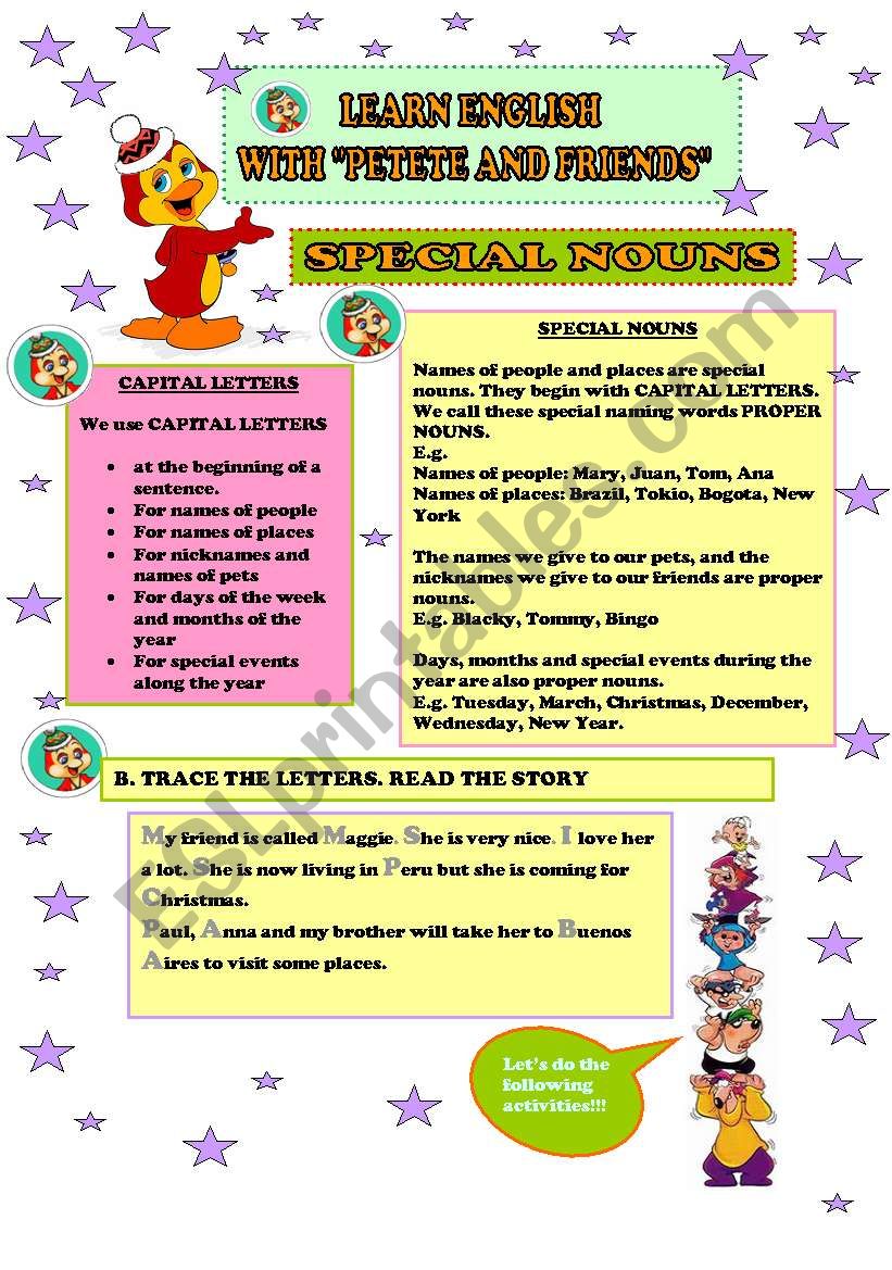 BASIC GRAMMAR FOR KIDS/ SPECIAL NOUNS/ BLACK VERSION INCLUDED/ FULLY EDITABLE