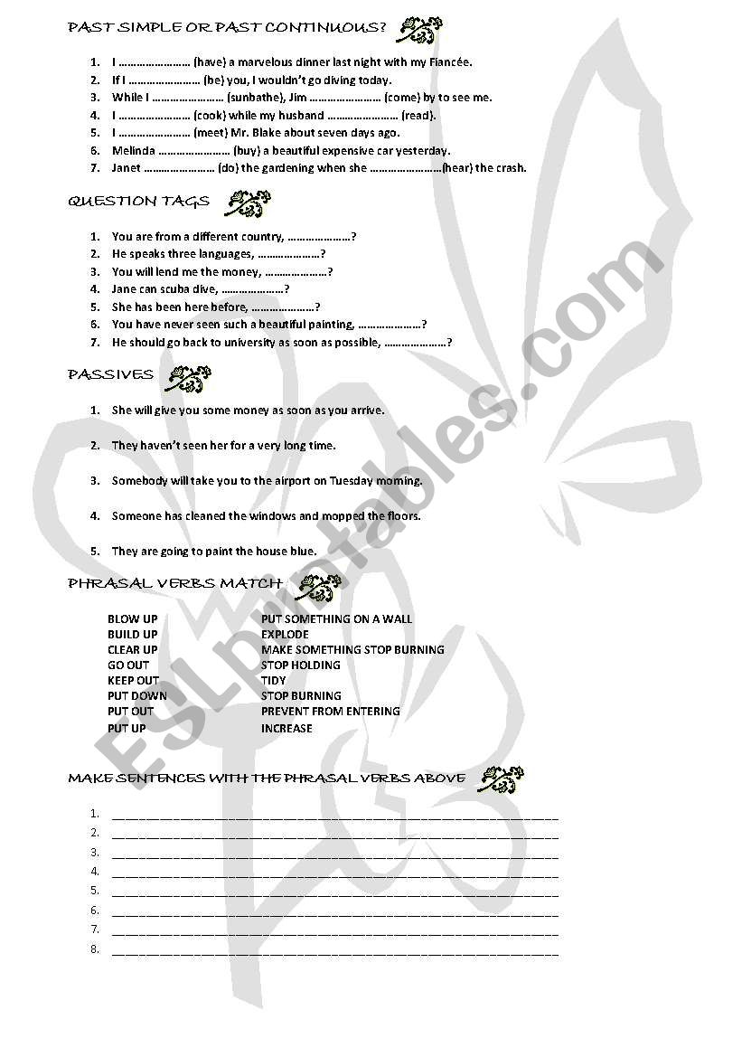 Grammar review worksheet