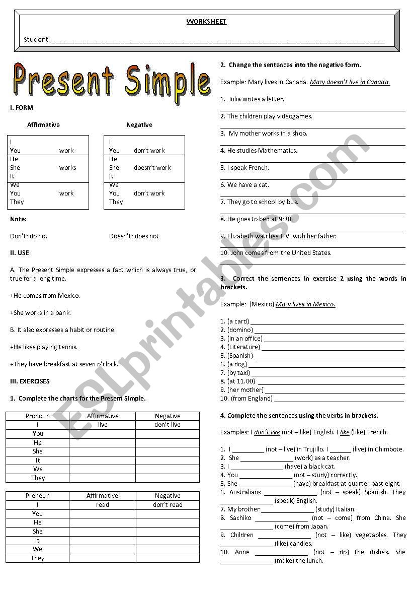 Present Simple worksheet