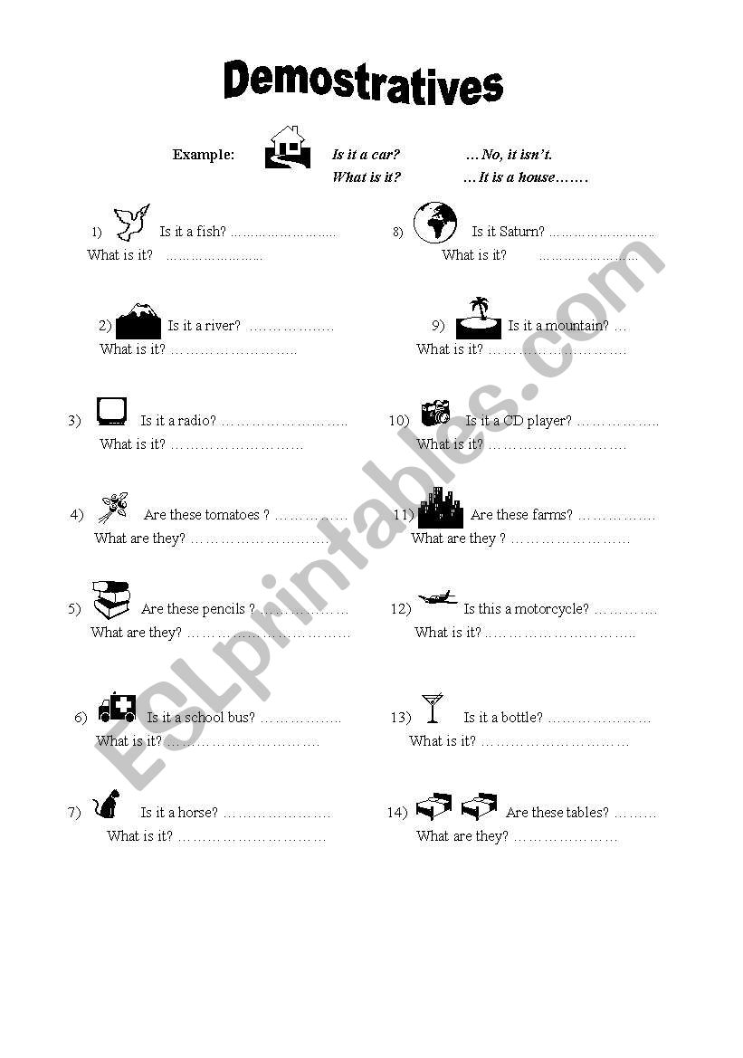 Demonstratives worksheet