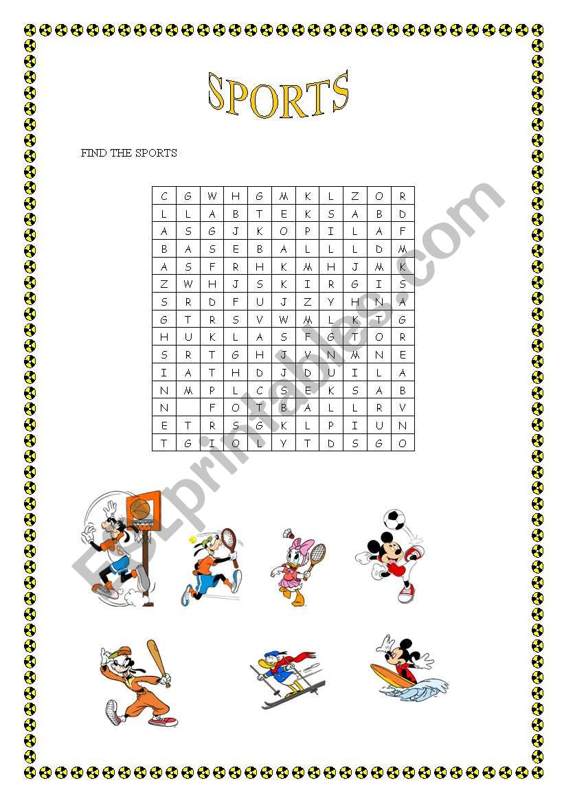 WORDSEARCH (SPORTS) worksheet