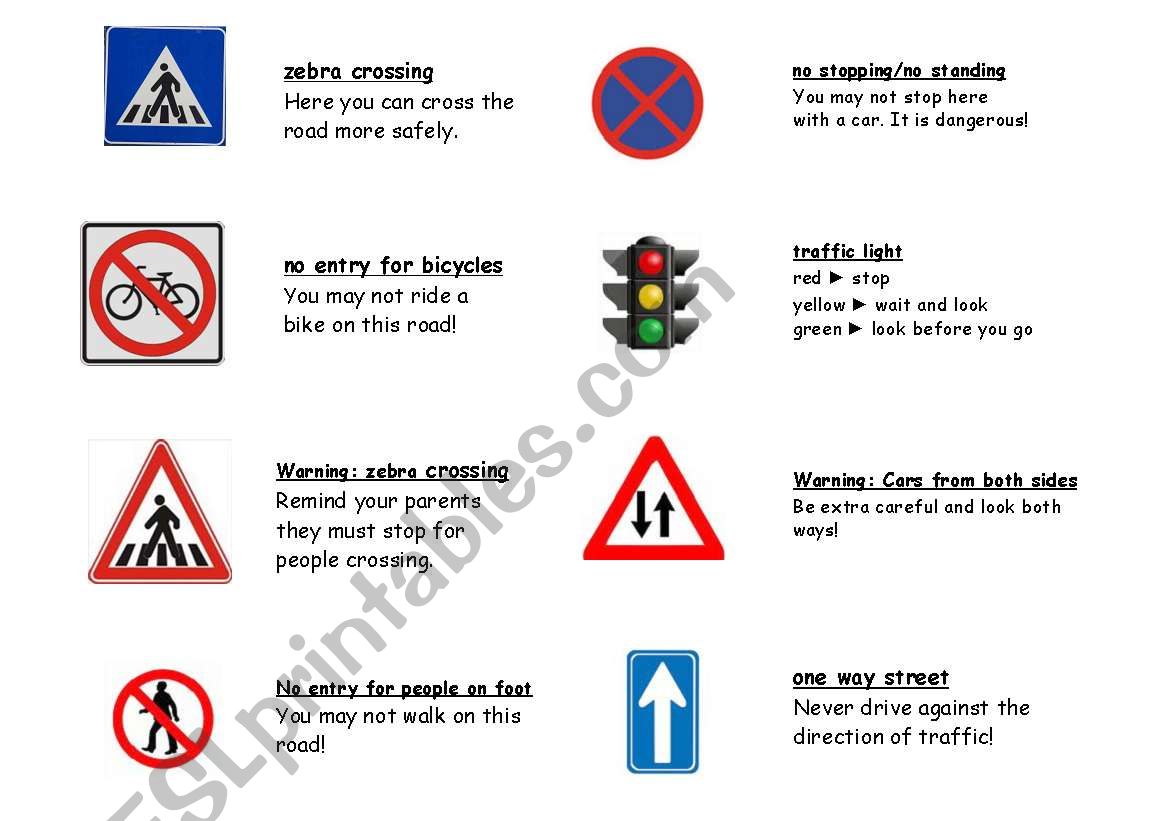 road safety picture match worksheet