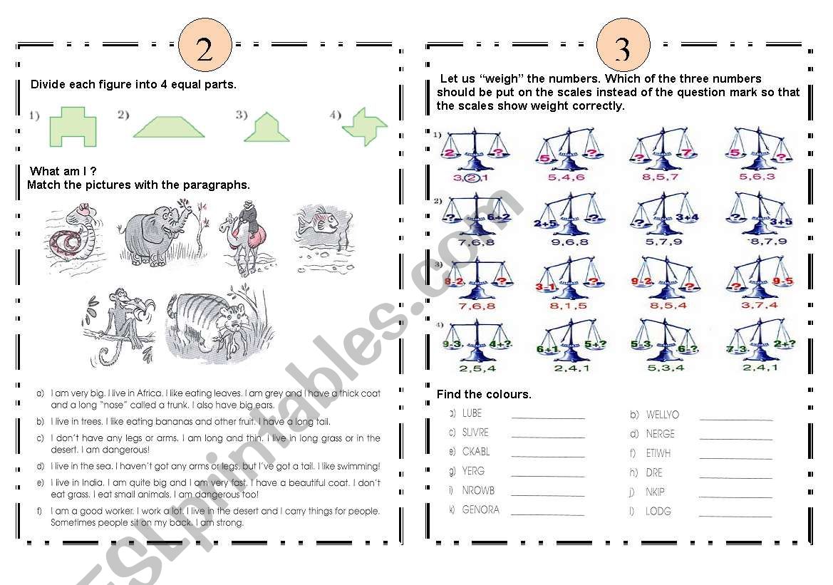 diffierent game worksheet