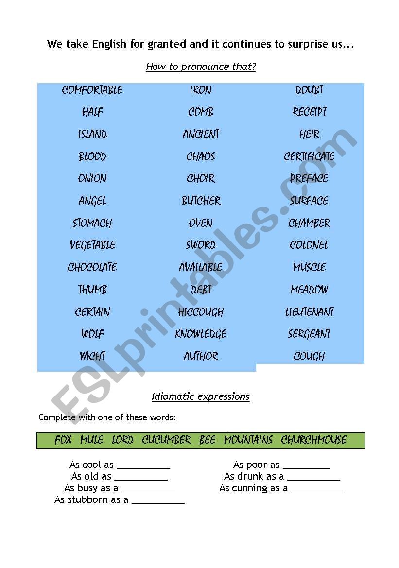 Surprising English worksheet